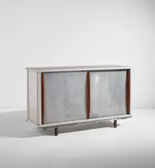 Jean Prouvé, Cabinet, 1950s, Painted aluminum, aluminum, painted steel, oak