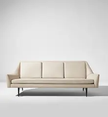 Sofa by Paul McCobb, circa 1956, Painted wood, leather upholstery, offered Jun 2021