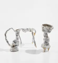 Andrew Lord, "swallowing", 1999-2007, Glazed ceramic, epoxy, gold leaf, and India ink