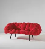 "Bolotas Sofa (Suede)" by Fernando Campana and Humberto Campana, 2015, Painted wood, suede upholstery, sold Jun 2021