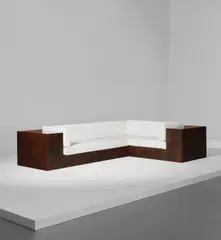 Bernar Venet, Sofa, designed 1968, produced 1991, Torch-cut and waxed steel, fabric upholstery