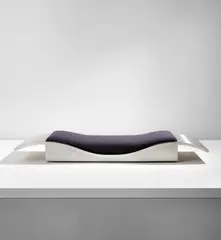 “Tapis Volant” (Flying Carpet) daybed by Maria Pergay, designed 1968, Stainless steel, fabric upholstery, sold Jun 2021