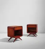 Pair of end tables by Vladimir Kagan, circa 1951, Mahogany, sold Jun 2021