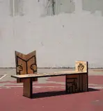 Giancarlo Valle and Rob Wilson, Unique bench, 2021, Plywood, paint