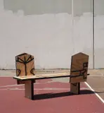 Giancarlo Valle and Rob Wilson, Unique tête-à-tête bench, 2021, Plywood, paint