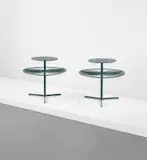 Vladimir Kagan, Pair of side tables, circa 1950, Painted steel