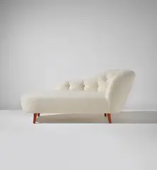 Chaise longue by Greta Magnusson Grossman, 20th century, Birch, fabric upholstery, offered Jul 2021