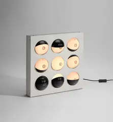 Paul Talman, "On/Off" table lamp, circa 1965, Painted aluminum, painted steel, plastic