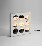 Paul Talman, "On/Off" table lamp, circa 1965, Painted aluminum, painted steel, plastic
