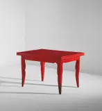 Jean Saint-Georges, Extendable table, 20th century, Lacquered wood, patinated copper