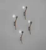 Kim Moltzer, Set of four "Bamboo" wall lights, circa 2005, Bronze, painted metal, glass