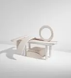 Andy and Dave, Unique "Where is this?" bench, 2018, Vinyl upholstery, aluminum