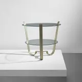 Occasional table by Gio Ponti and Emilio Lancia, circa 1933, Nickel-plated metal, glass, sold Dec 2021