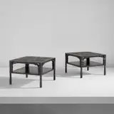 Ingrid Donat, Pair of "Table de Canapé Engrenages", 2006-2007, Patinated bronze