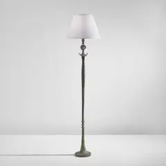 Alberto Giacometti, "Figure" floor lamp, designed circa 1933, later cast, Patinated bronze, paper shade