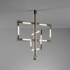 Rare ceiling light by Jacques Adnet, circa 1929, Nickel-plated metal, glass, sold Dec 2021