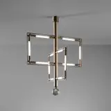 Jacques Adnet, Rare ceiling light, circa 1929, Nickel-plated metal, glass