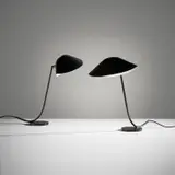 Serge Mouille, Pair of "Antony" desk lamps, circa 1955, Painted steel, painted aluminum, brass