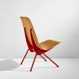 "Antony" chair, model no. 356 by Jean Prouvé, circa 1954, Beech-veneered plywood, painted steel, aluminum, sold Dec 2021