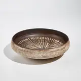 Large bowl by Hans Coper, circa 1955, Stoneware, the exterior with layered white porcelain slips and engobes, the interior with manganese glaze revealing a wh, sold Dec 2021