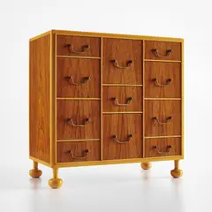 Miniature cabinet, model no. 2225 by Josef Frank, circa 1957, Boxwood, rosewood-veneered wood, brass, sold Dec 2021