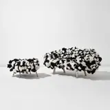"Panda Sofa" and "Panda Puff" by Fernando Campana and Humberto Campana, 2015, 2010, Stuffed toy animals, canvas, stainless steel, sold Dec 2021