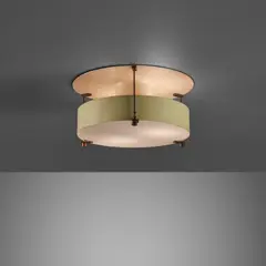 Tito Agnoli, Ceiling light, circa 1960, Painted aluminum, glass, brass-plated steel, brass
