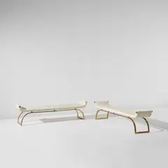 Marzio Cecchi, Pair of benches, circa 1978, Brass, leather