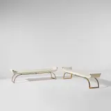 Marzio Cecchi, Pair of benches, circa 1978, Brass, leather