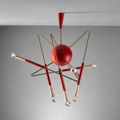 Ceiling light by Stilnovo, 1950s, Brass, painted metal, sold Jul 2020