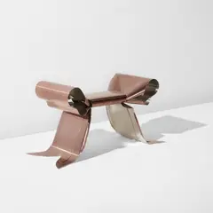 "Pouf Ruban" stool by Maria Pergay, 2007, Bronze tinted steel, sold Jul 2020