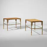 Ingrid Donat, Pair of "Table Basse Or aux Engrenages", 2008, Polished bronze, glass