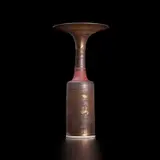 Cylindrical vase with flaring lip by Lucie Rie, circa 1978, Porcelain, golden manganese and dry terracotta glazes, sold Jul 2020