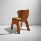 Kenzo Tange, Chair, 1957, Bent laminated birch plywood, metal, fabric upholstery