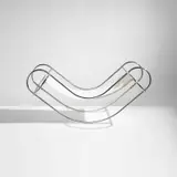 Jean-Michel Sanejouand, "Symmetrical" rocking chair, 1970, Chromium-plated tubular steel, canvas