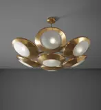 Stilnovo, Ceiling light, circa 1959, Brass, brass-plated metal, glass