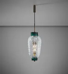 Tomaso Buzzi, Ceiling light, model no. 5220, circa 1933, Glass, brass