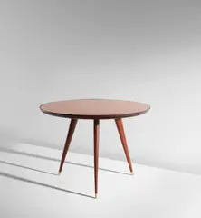 Occasional table by Gio Ponti, 1950s, Walnut, mirrored glass, brass, sold Dec 2020