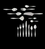 “Diamond” flatware service for 24 by Gio Ponti, circa 1958, Sterling silver, stainless steel, sold Dec 2020