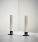 Pair of table lamps, model no. 585 by Gino Sarfatti, circa 1958, Painted metal, painted steel, chromium-plated metal, Bakelite, sold Dec 2020