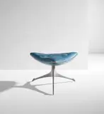 Vladimir Kagan, "Tri-symmetric" stool, model no. 504, circa 1955, Aluminum, vinyl upholstery