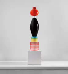 Prototype "Menta" totem by Ettore Sottsass, designed 1967, produced circa 1985, Glazed earthenware, plastic laminate-covered wood, sold Dec 2020