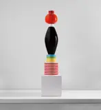 Prototype "Menta" totem by Ettore Sottsass, designed 1967, produced circa 1985, Glazed earthenware, plastic laminate-covered wood, sold Dec 2020