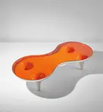 Marc Newson, "Orgone Chop Top" coffee table, designed 1990, produced 2004, Polished aluminum, painted aluminum, glass