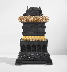 Mantle clock, from the "Robber Baron" series by Studio Job, designed 2006, executed 2007, Polished, patinated and gilded cast bronze, sold Dec 2020