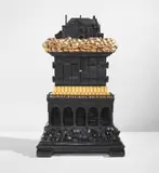 Studio Job, Mantle clock, from the "Robber Baron" series, designed 2006, executed 2007, Polished, patinated and gilded cast bronze