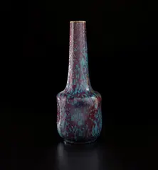 Pierre-Adrien Dalpayrat, Vase, circa 1892, Stoneware, layered and flowing blue and deep red glazes