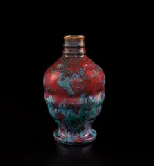 Vase by Pierre-Adrien Dalpayrat, circa 1900, Stoneware with mottled blue, teal, green, and burgundy glazes, sold Dec 2020