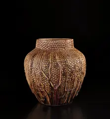 Large vase by Pierre-Adrien Dalpayrat, circa 1895, Stoneware, amber and deep red glazes, sold Dec 2020