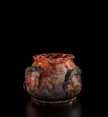 Pot with snakes by George E. Ohr, circa 1895, Glazed earthenware, sold Dec 2020